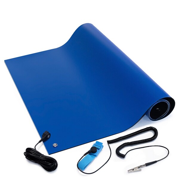 ESD Anti-Static Soldering Rubber Mat Kit, 16 In. x 24 In., Blue